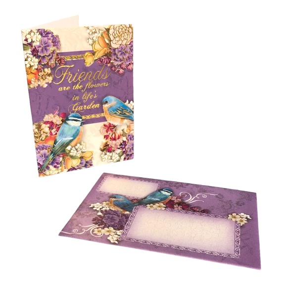 Pooch & Sweetheart Single(1) Friendship Bird Embellished Note Card & Env (73720) - Picture 2 of 5